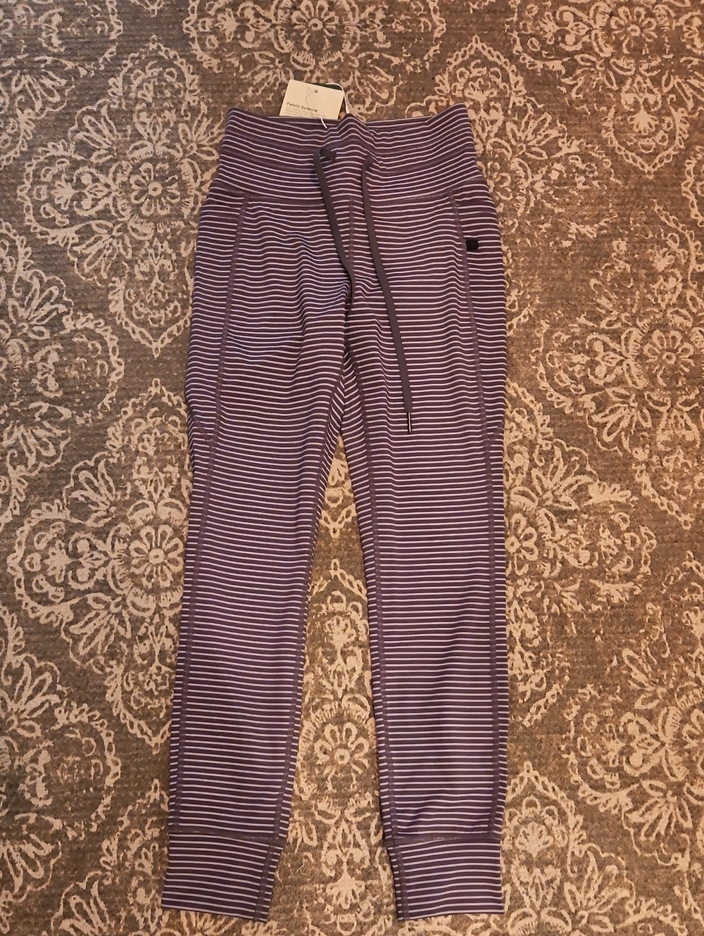 HALARA Purple and White Striped Leggings